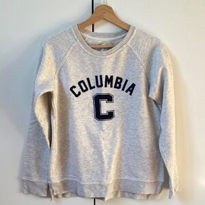 Columbia Light Heather Gray Crewneck with Navy Collegiate Logo